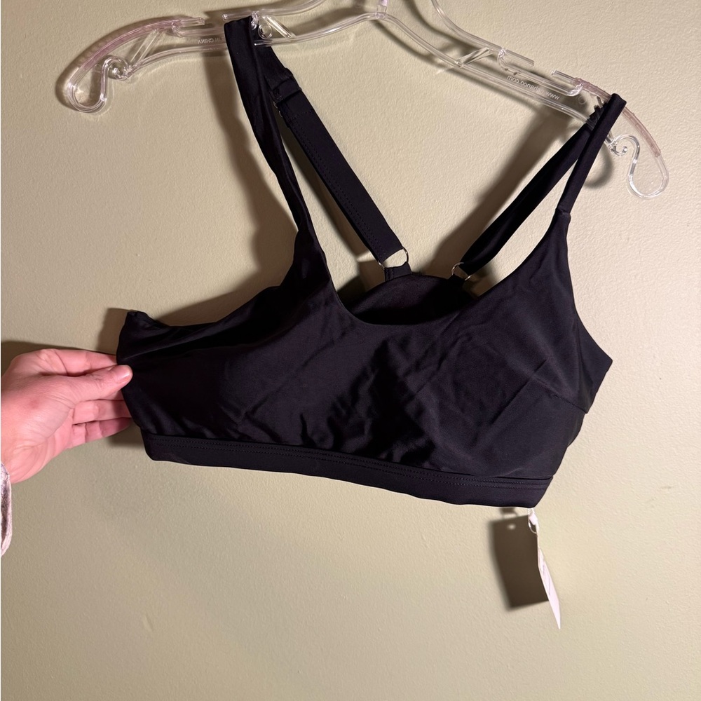 Women's Black Asymmetrical Swim Top - Picture 5 of 6